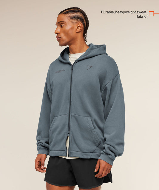 Conditioning Club Washed Zip Through Hoodie - US 4296