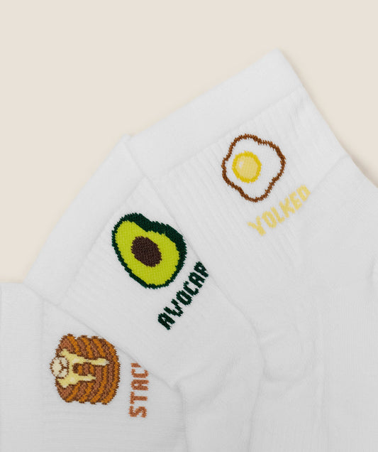 Breakfast Graphic Midi Socks 3pk - US 1231