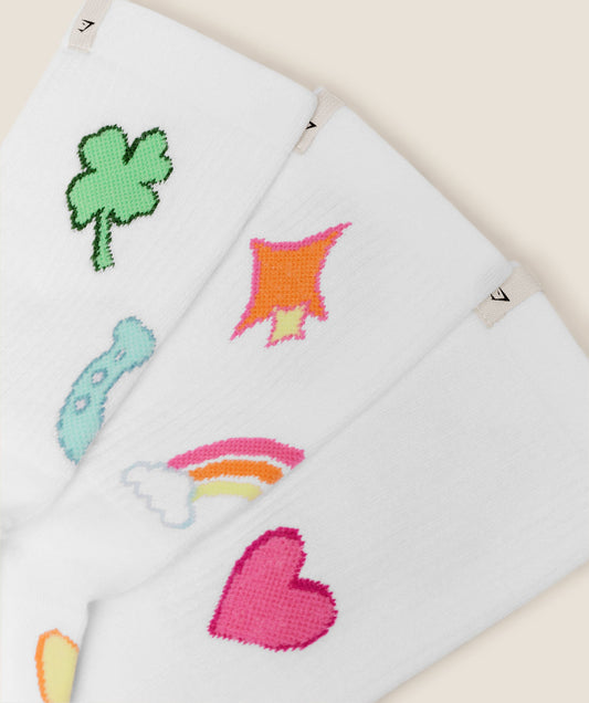 Lucky Graphic Crew Socks 3pk - US 2978