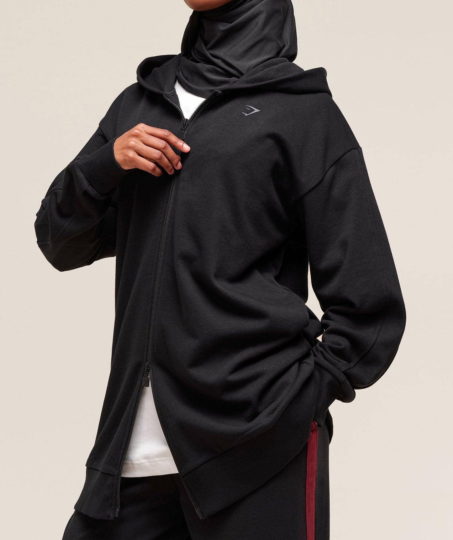 Covered Longline Zip Up Hoodie - US 7700