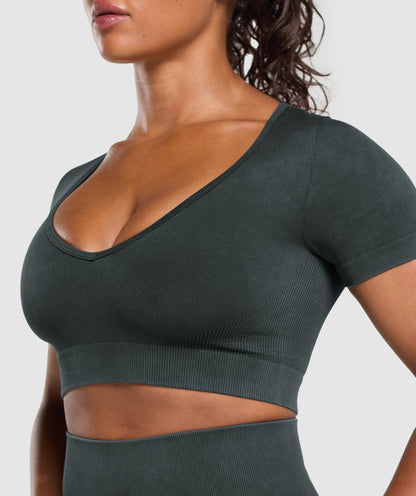 Gains Seamless Washed Crop Top - US 3124