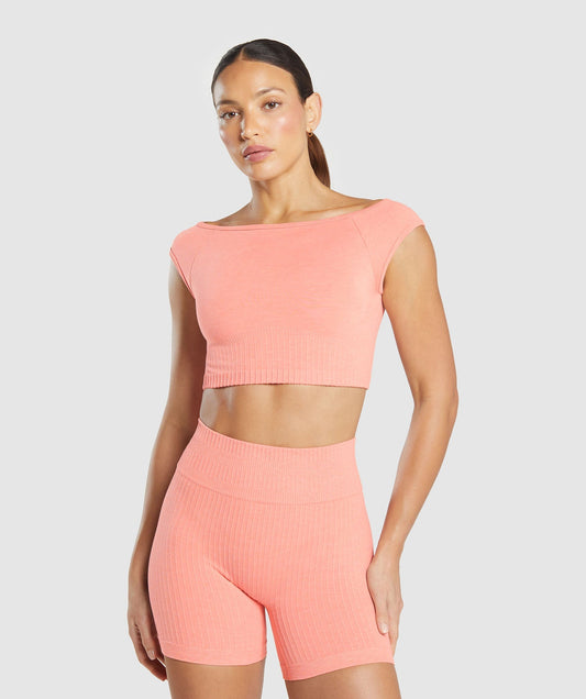 Luxe Seamless Boat Neck Crop Top - US 1058