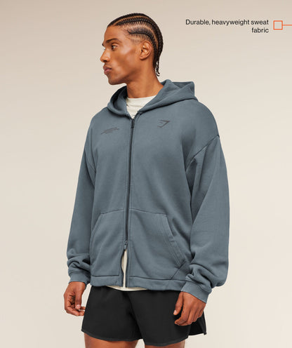Conditioning Club Washed Zip Through Hoodie - US 4296
