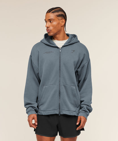 Conditioning Club Washed Zip Through Hoodie - US 4296
