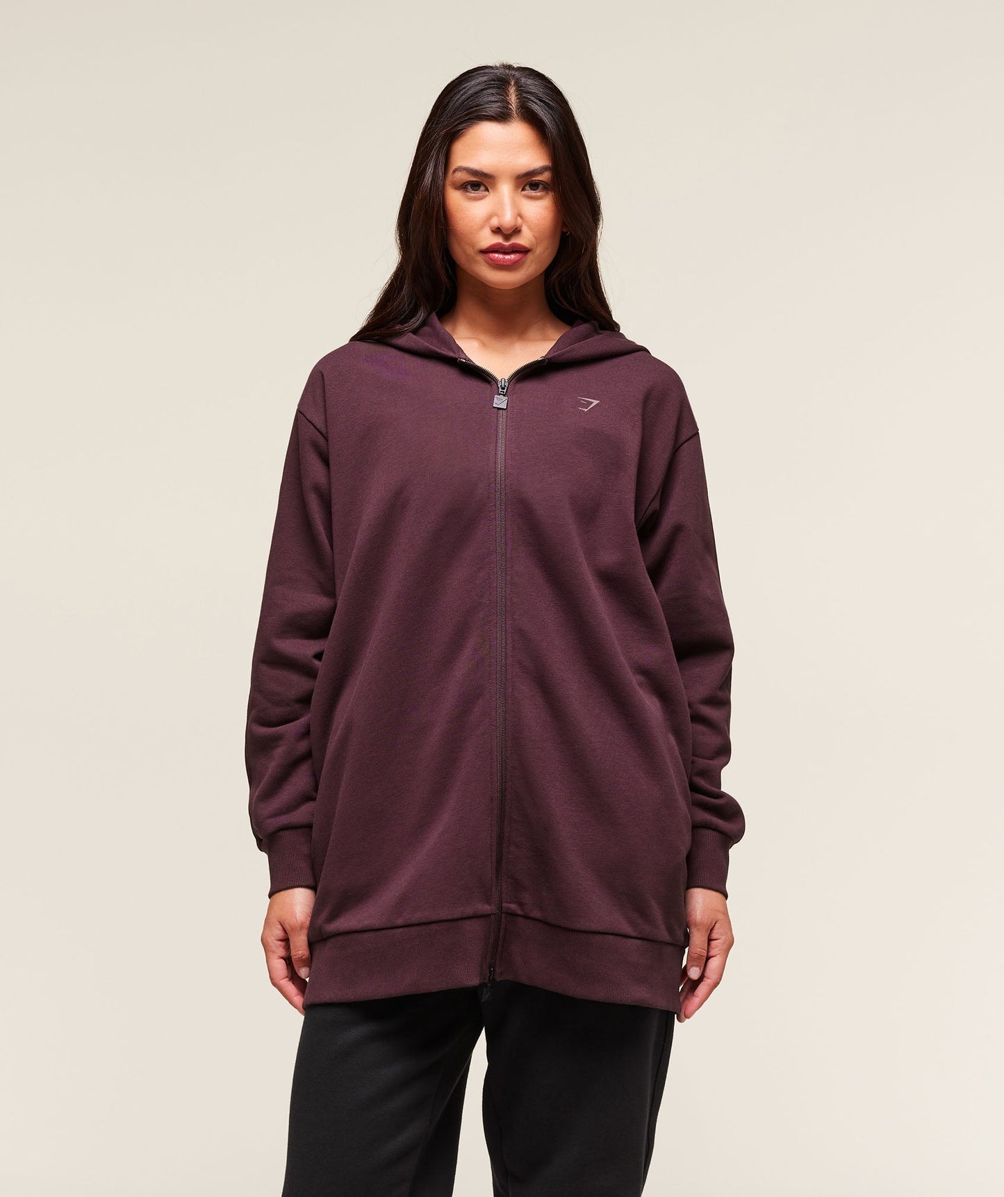 Covered Longline Zip Up Hoodie - US 6977