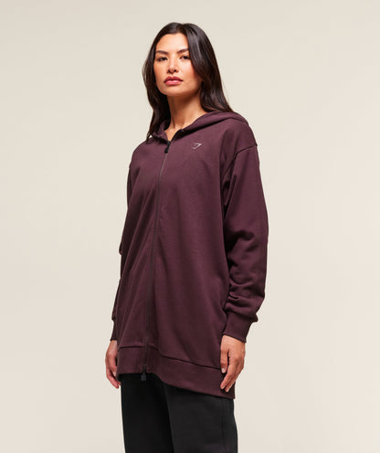 Covered Longline Zip Up Hoodie - US 9256