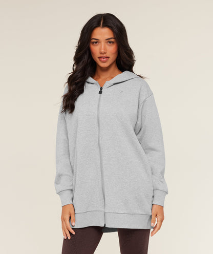 Covered Longline Zip Up Hoodie - US 6977