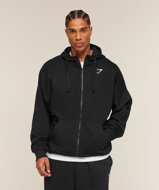 Crest Oversized Zip Up Hoodie - US 9473