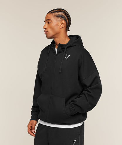 Crest Oversized Zip Up Hoodie - US 9473