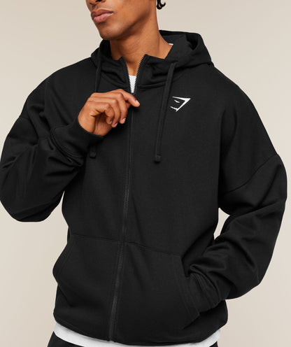 Crest Oversized Zip Up Hoodie - US 9473