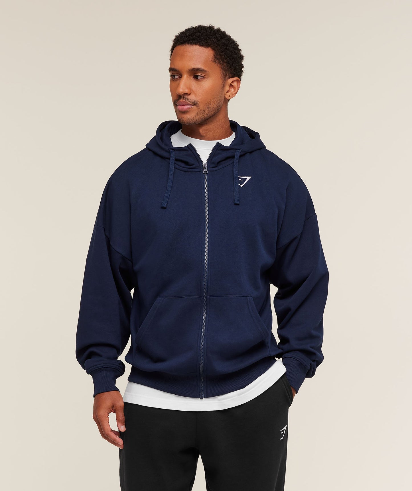 Crest Oversized Zip Up Hoodie - US 9473
