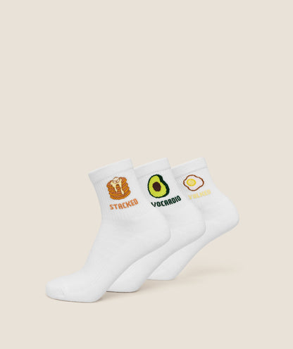 Breakfast Graphic Midi Socks 3pk - US 1231