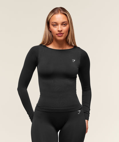 Everyday Seamless Wide Neck Long Sleeve Top - US 2045