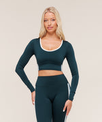 Piping Long Sleeve Crop Top - US 5724