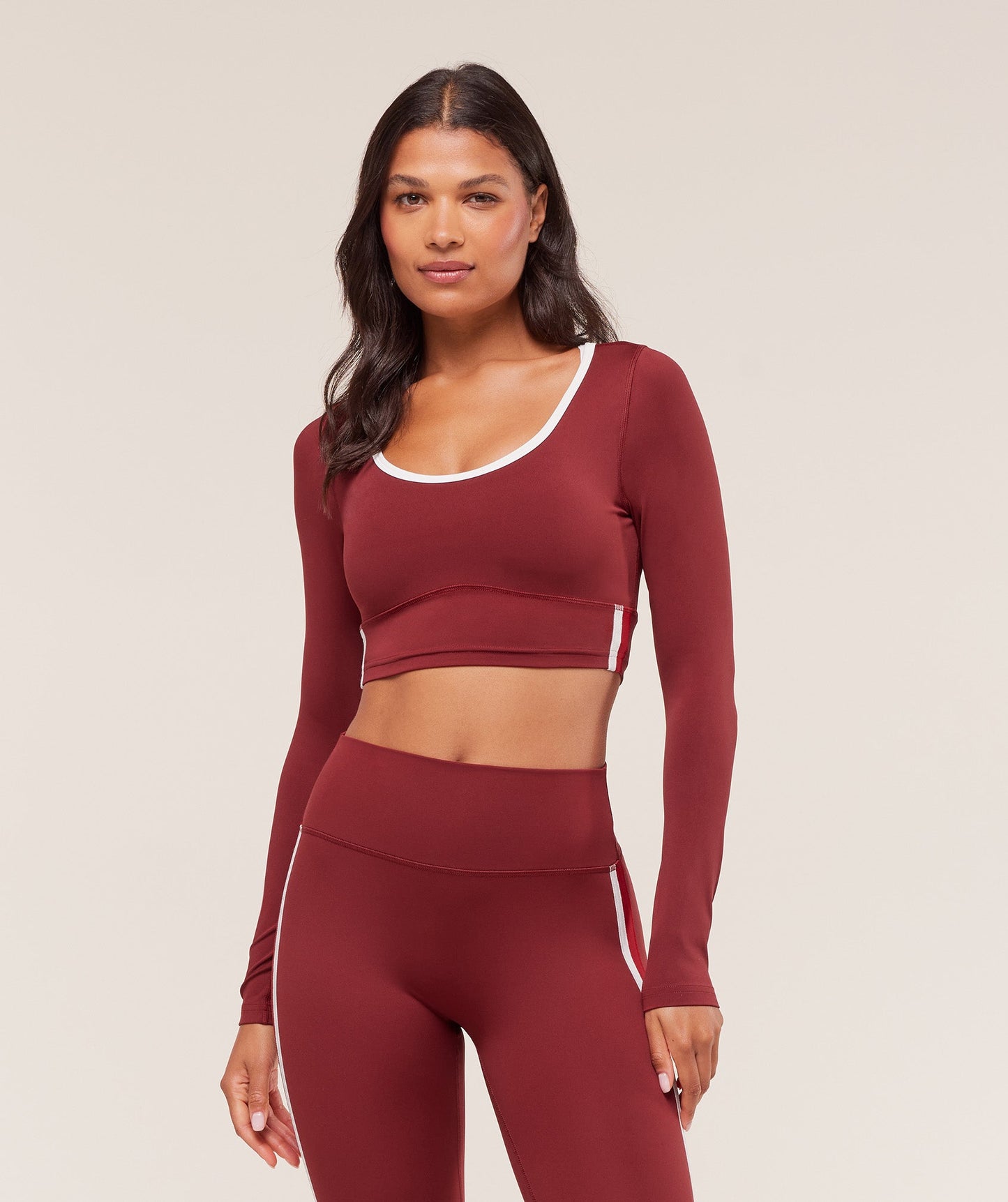 Piping Long Sleeve Crop Top - US 8806