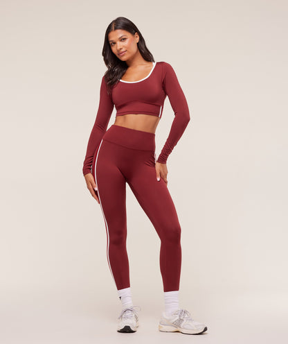 Piping Long Sleeve Crop Top - US 8806
