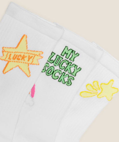 Lucky Graphic Crew Socks 3pk - US 2978