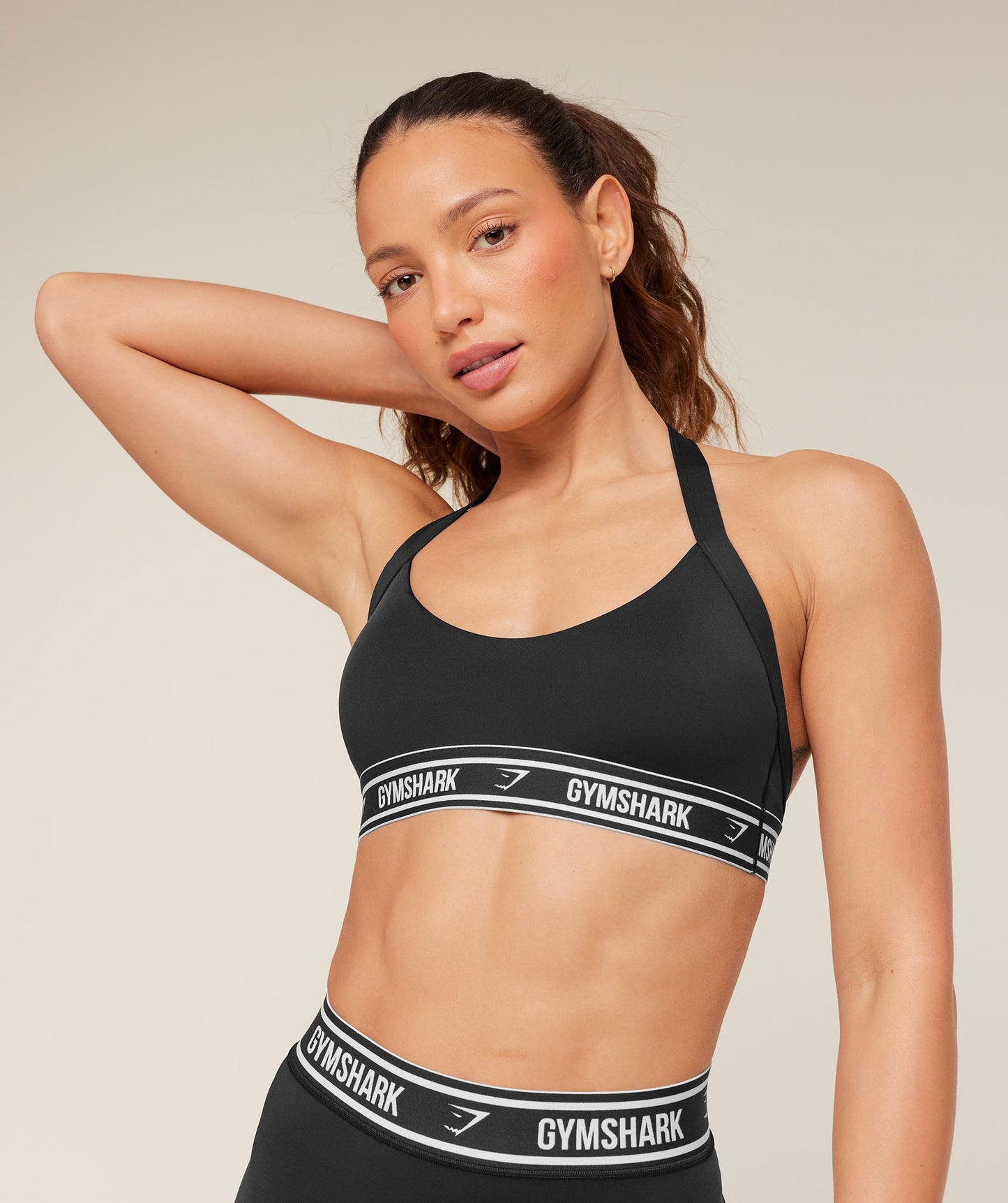 Light Support Halter Neck Logo Sports Bra - US 6487