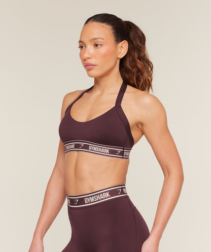 Light Support Halter Neck Logo Sports Bra - US 7768