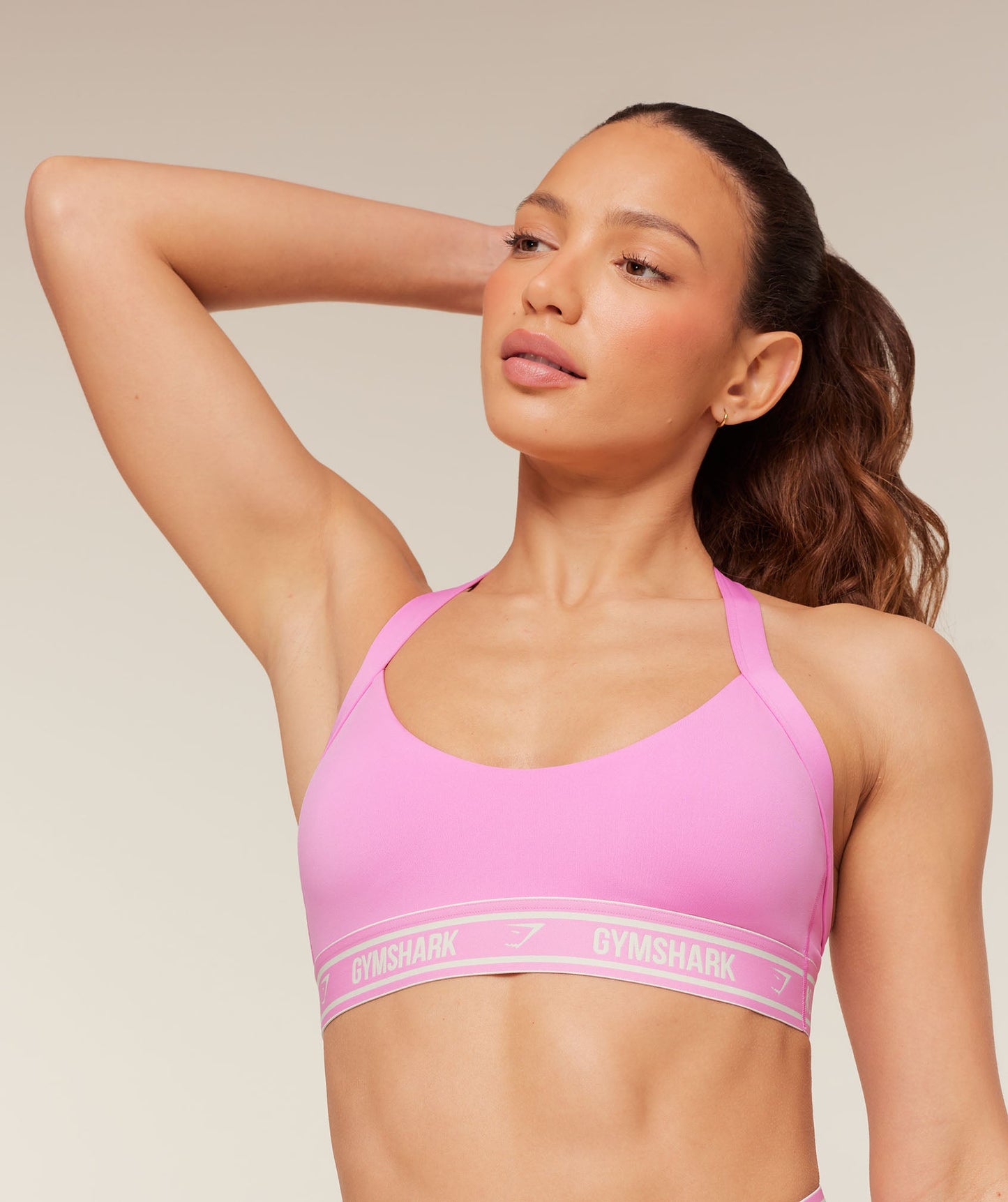 Light Support Halter Neck Logo Sports Bra - US 7678