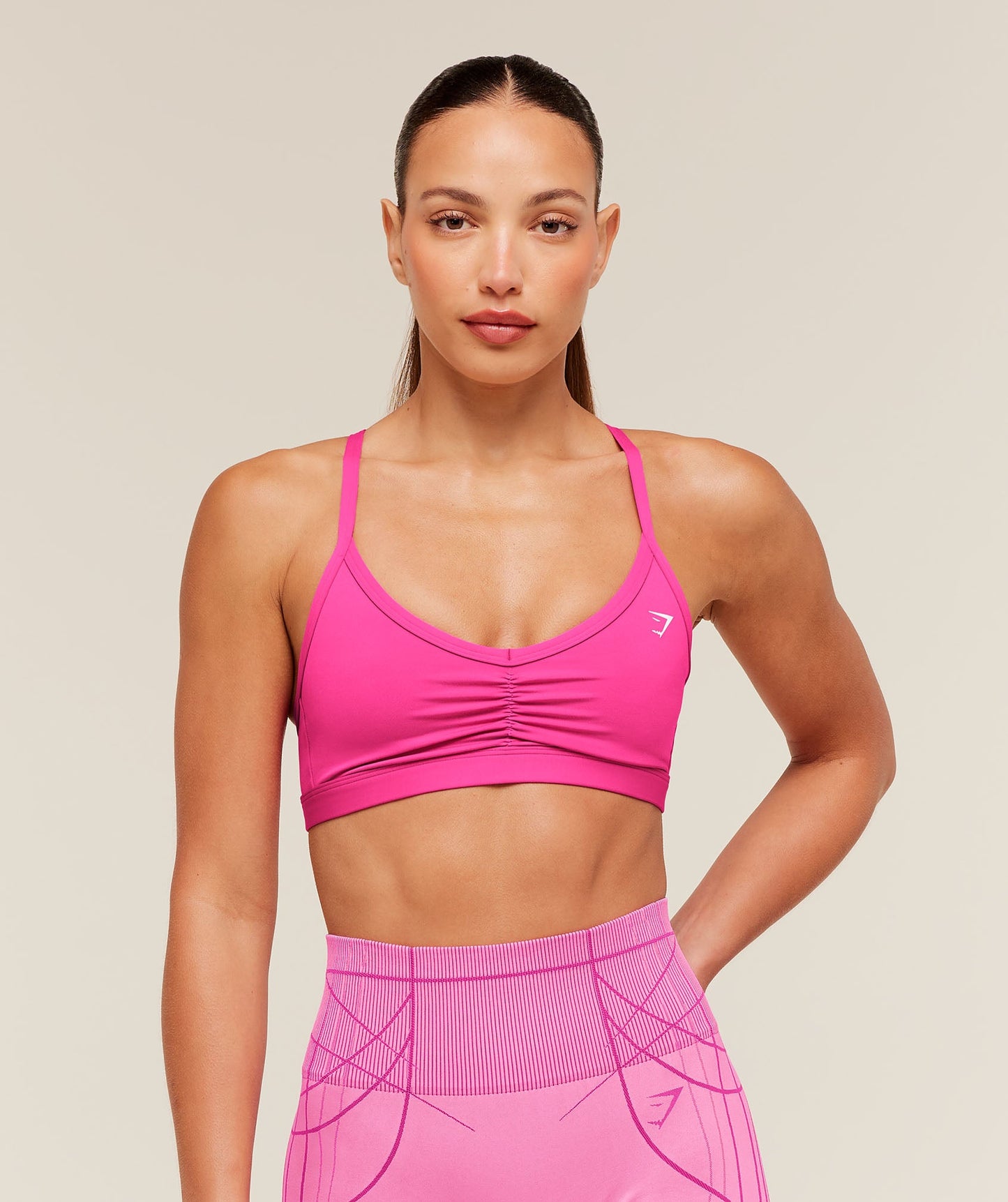 Ruched Strappy Sports Bra - US 7069